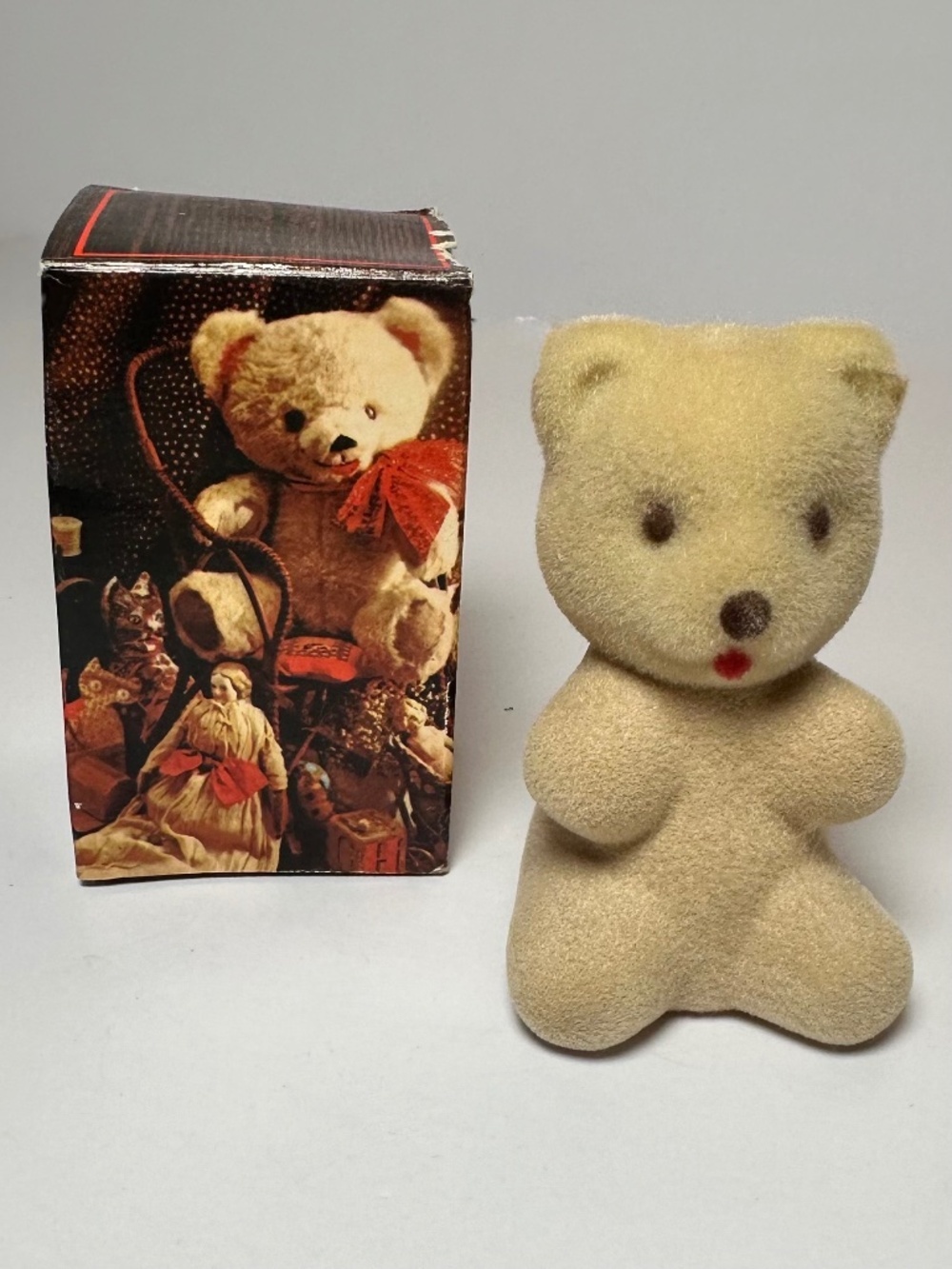 Vintage Avon Teddy Bear Bottle Flocked w/ Box NEW